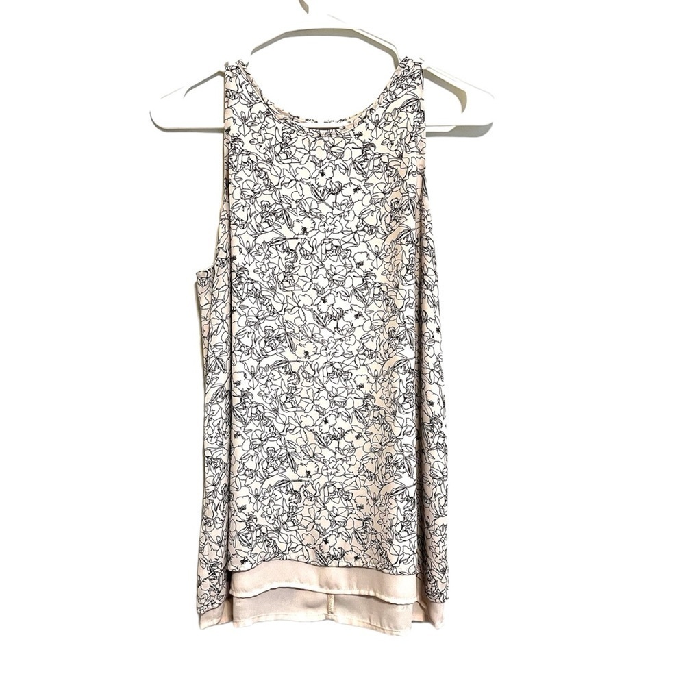 2/$15 Lila Rose - Sleeveless Floral Blouse Black Ivory Tank Top Size S